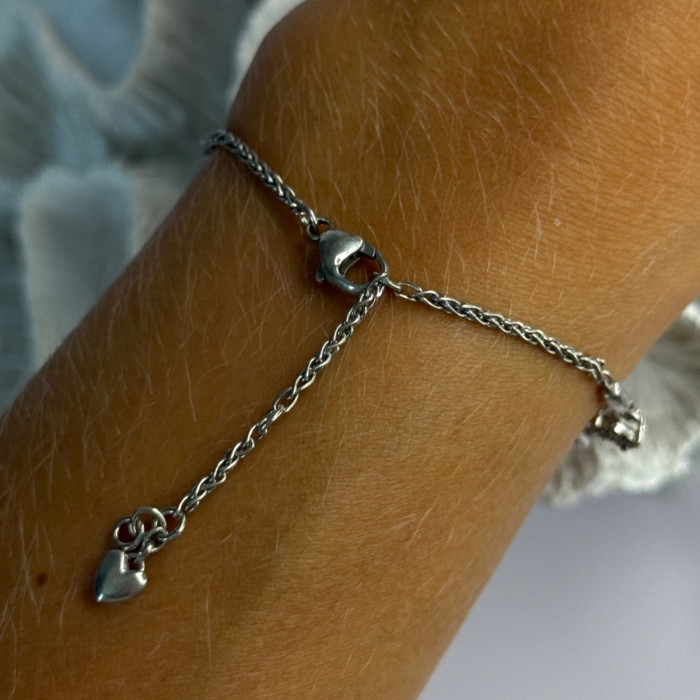 925 Sterling Silver Infinity Heart Bracelet Length 6-8