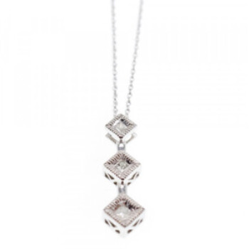 10K White Gold Diamonds Chain With Pendant