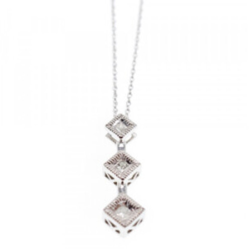 10K White Gold Diamonds Chain With Pendant