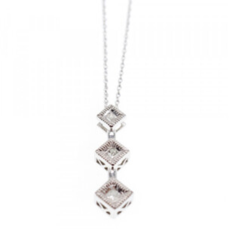 10K White Gold Diamonds Chain With Pendant