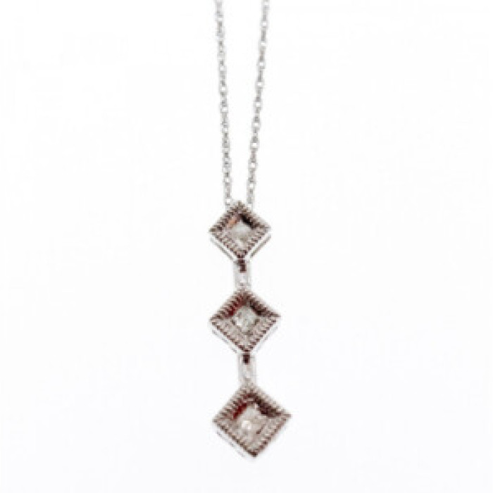 10K White Gold Diamonds Chain With Pendant