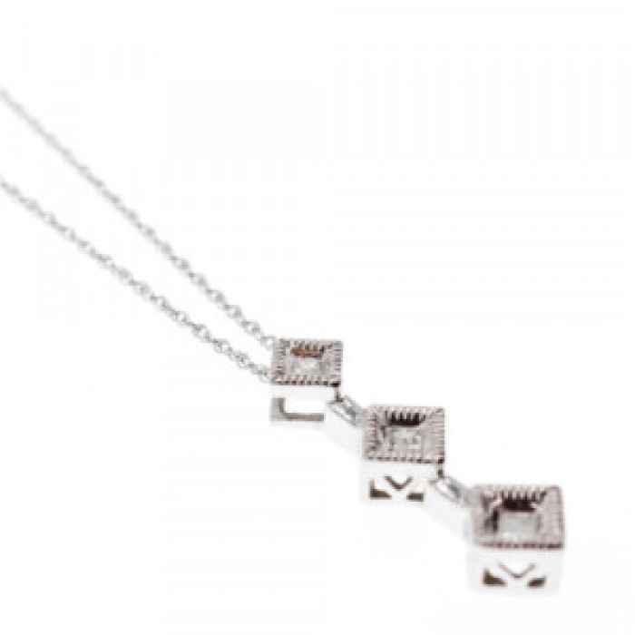 10K White Gold Diamonds Chain With Pendant