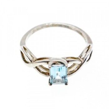 925 Sterling Silver Blue Spinel Ring Size 11.25