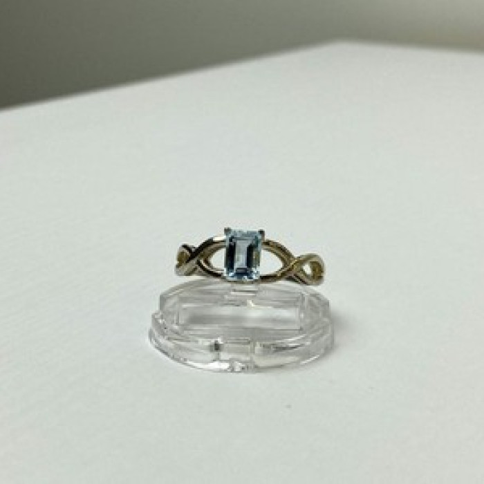 925 Sterling Silver Blue Spinel Ring Size 11.25