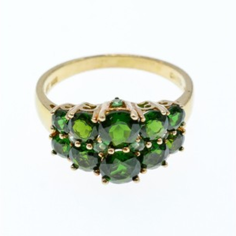 925 Sterling Silver Gold Plated Chrysolites Ring Size 11.5