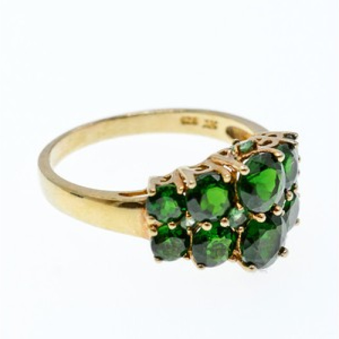 925 Sterling Silver Gold Plated Chrysolites Ring Size 11.5