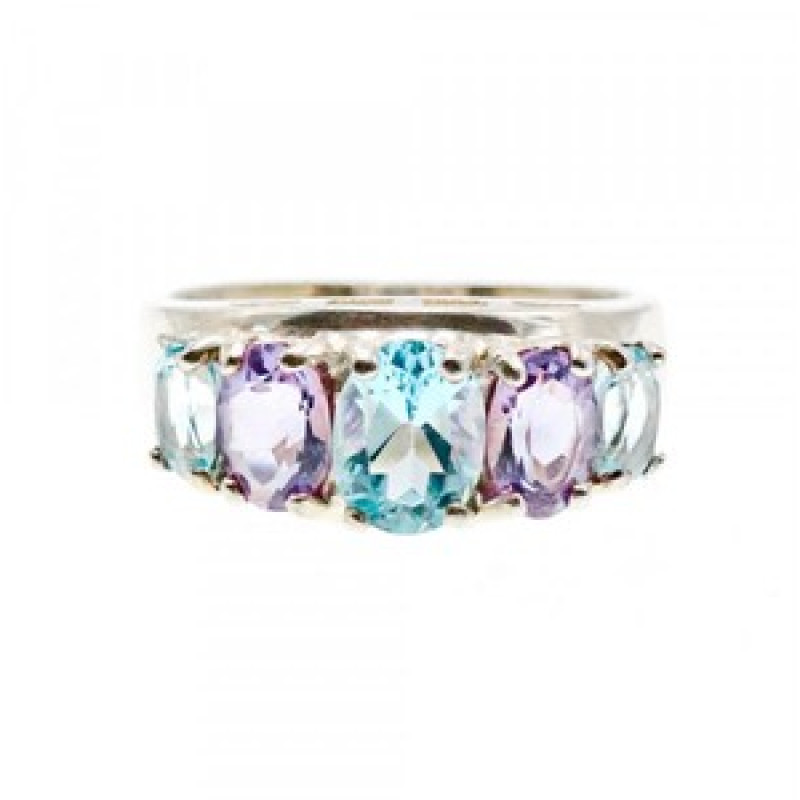 925 Sterling Silver Blue Spinel & Tanzanite Ring Size 11.25