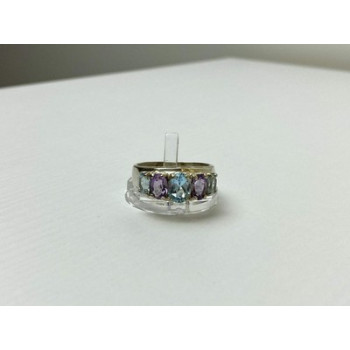 925 Sterling Silver Blue Spinel & Tanzanite Ring Size 11.25