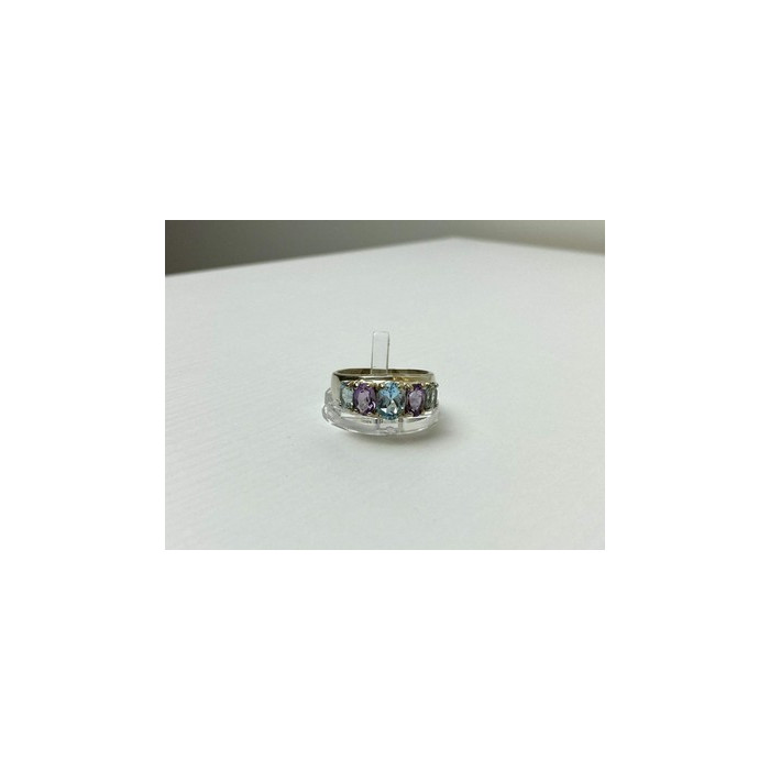 925 Sterling Silver Blue Spinel & Tanzanite Ring Size 11.25