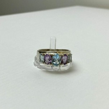 925 Sterling Silver Blue Spinel & Tanzanite Ring Size 11.25