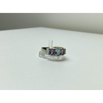 925 Sterling Silver Blue Spinel & Tanzanite Ring Size 11.25