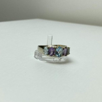 925 Sterling Silver Blue Spinel & Tanzanite Ring Size 11.25