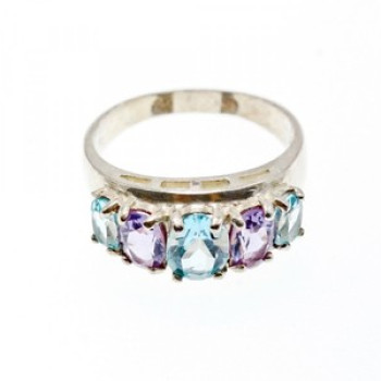 925 Sterling Silver Blue Spinel & Tanzanite Ring Size 11.25