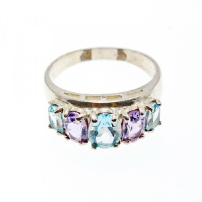 925 Sterling Silver Blue Spinel & Tanzanite Ring Size 11.25