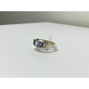 925 Sterling Silver Blue Spinel & Tanzanite Ring Size 11.25