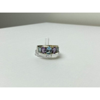 925 Sterling Silver Blue Spinel & Tanzanite Ring Size 11.25