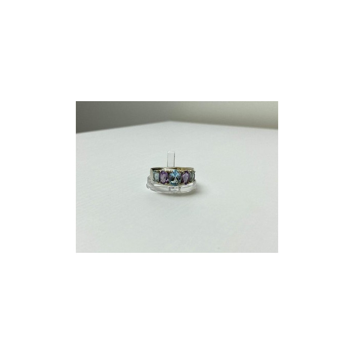 925 Sterling Silver Blue Spinel & Tanzanite Ring Size 11.25