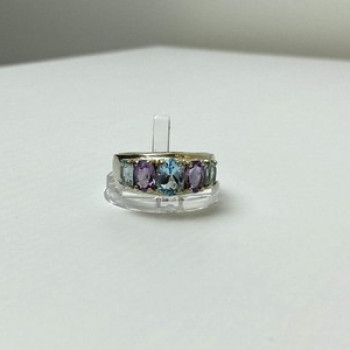 925 Sterling Silver Blue Spinel & Tanzanite Ring Size 11.25