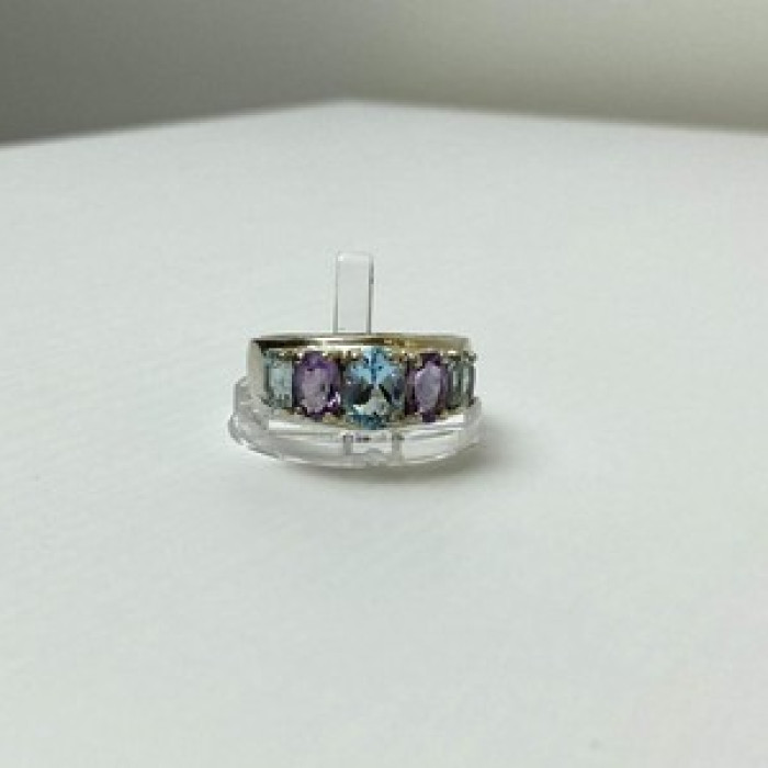 925 Sterling Silver Blue Spinel & Tanzanite Ring Size 11.25