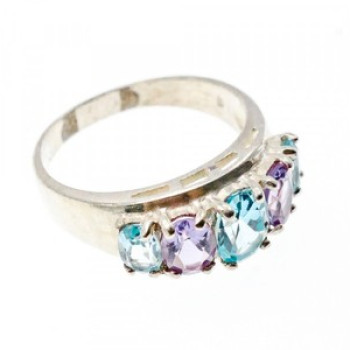 925 Sterling Silver Blue Spinel & Tanzanite Ring Size 11.25
