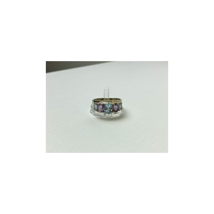 925 Sterling Silver Blue Spinel & Tanzanite Ring Size 11.25