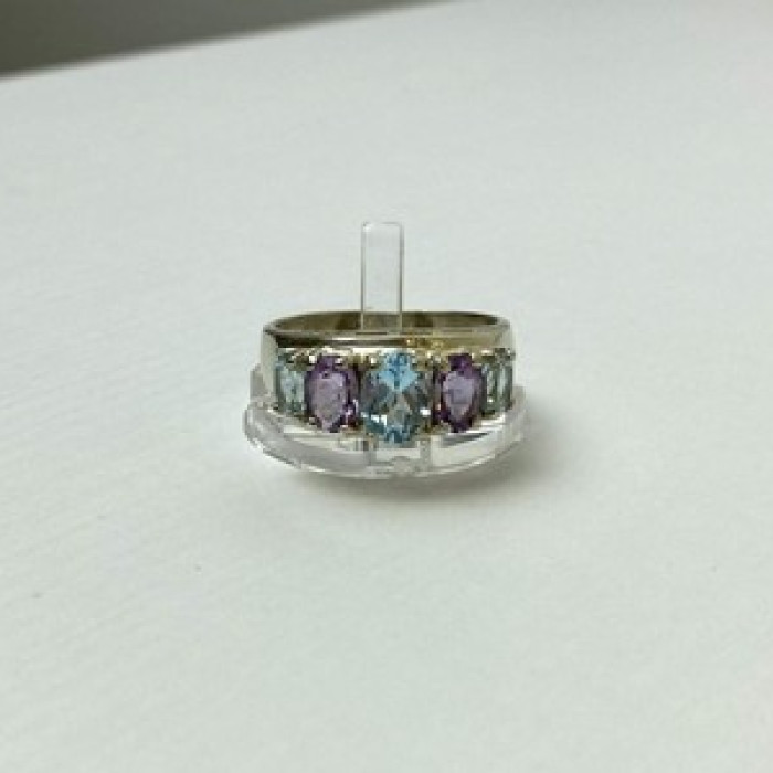 925 Sterling Silver Blue Spinel & Tanzanite Ring Size 11.25