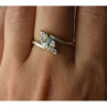 925 Sterling Silver Blue Spinel & CZ Ring Size 9