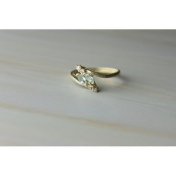 925 Sterling Silver Blue Spinel & CZ Ring Size 9