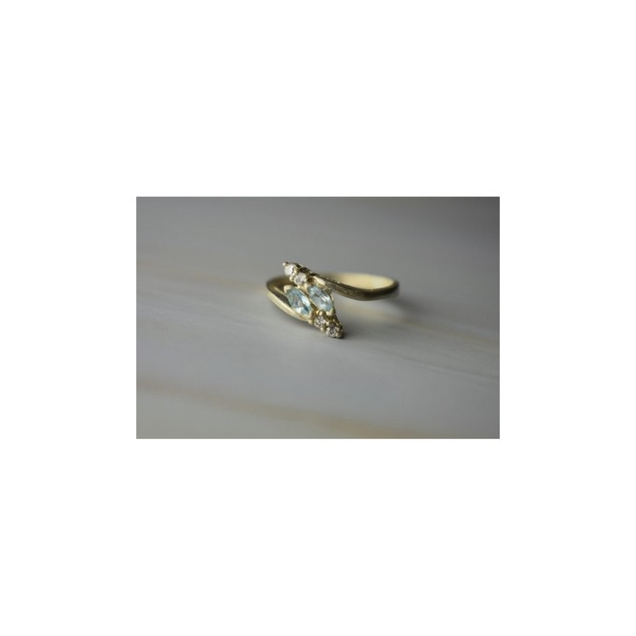 925 Sterling Silver Blue Spinel & CZ Ring Size 9