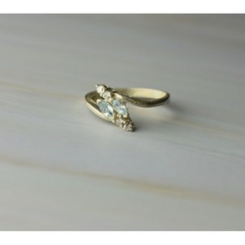 925 Sterling Silver Blue Spinel & CZ Ring Size 9