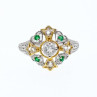 925 Sterling Silver Gold Plated Emerald & Goshenite Ring Size 6.5