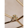 925 Sterling Silver Gold Plated Emerald & Goshenite Ring Size 6.5