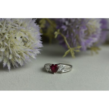 925 Sterling Silver Pink & White Topaz Ring Size 6.5