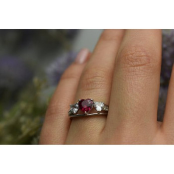 925 Sterling Silver Pink & White Topaz Ring Size 6.5