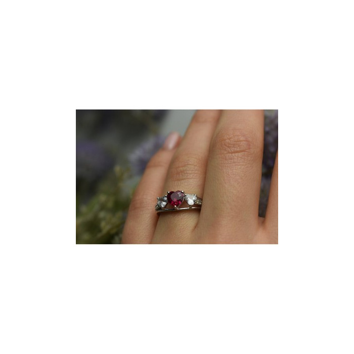 925 Sterling Silver Pink & White Topaz Ring Size 6.5