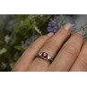 925 Sterling Silver Pink & White Topaz Ring Size 6.5
