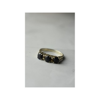 925 Sterling Silver Sapphires & CZ Ring Size 6.5