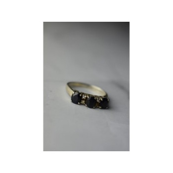 925 Sterling Silver Sapphires & CZ Ring Size 6.5