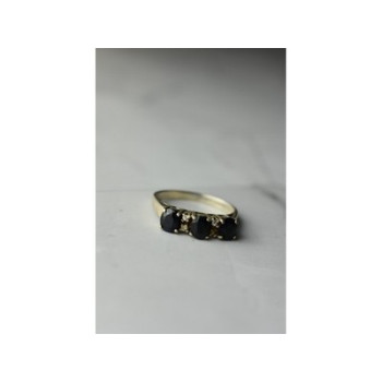 925 Sterling Silver Sapphires & CZ Ring Size 6.5