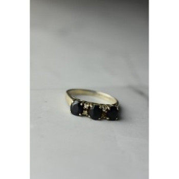 925 Sterling Silver Sapphires & CZ Ring Size 6.5