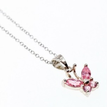 925 Sterling Silver Pink CZ 