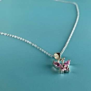 925 Sterling Silver Pink CZ 