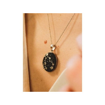 925 Sterling Silver Black & White Spinel Chain with Pendant