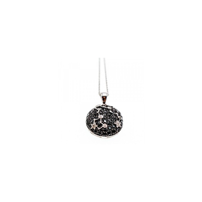 925 Sterling Silver Black & White Spinel Chain with Pendant