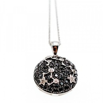 925 Sterling Silver Black & White Spinel Chain With Pendant