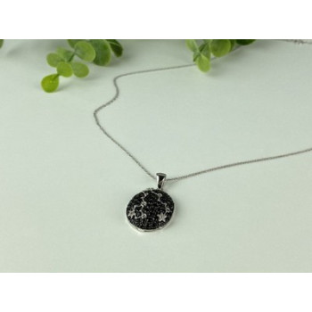 925 Sterling Silver Black & White Spinel Chain with Pendant