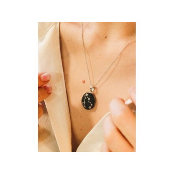 925 Sterling Silver Black & White Spinel Chain with Pendant