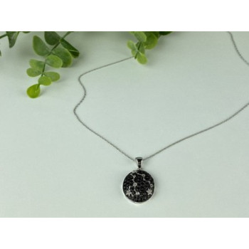 925 Sterling Silver Black & White Spinel Chain with Pendant