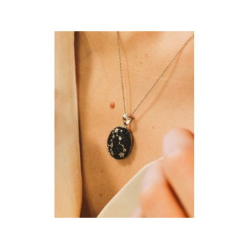 925 Sterling Silver Black & White Spinel Chain with Pendant