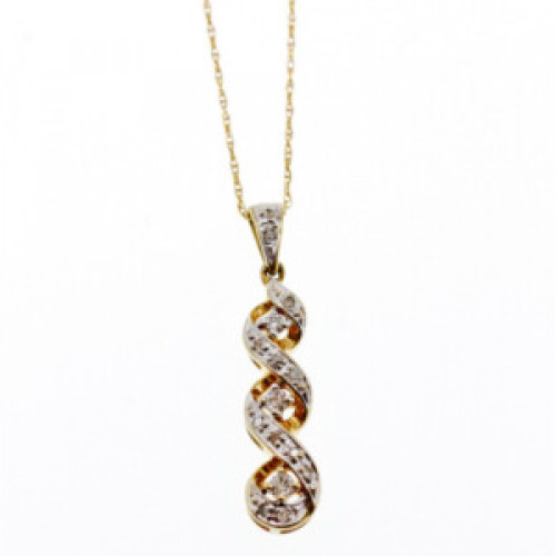 10K Yellow Gold Diamonds Chain With Pendant